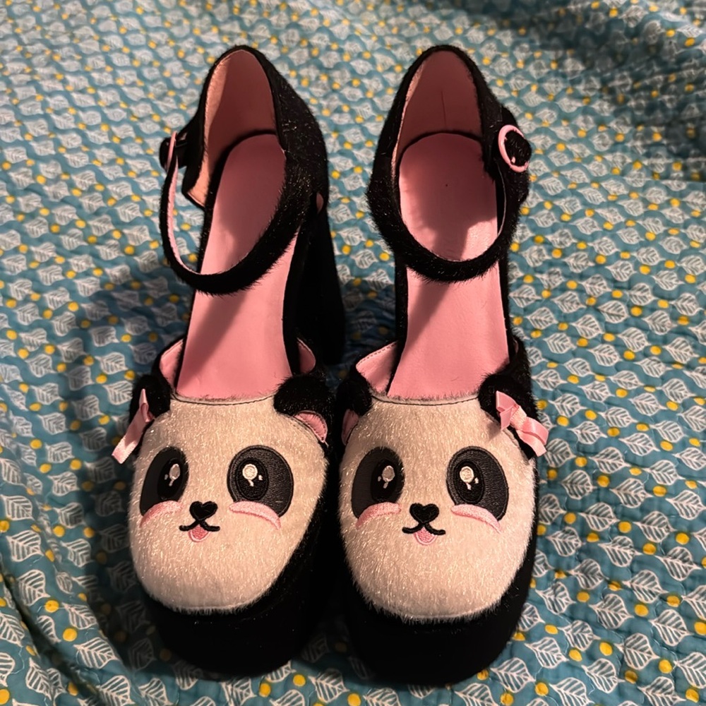 Dolls Kill Black and Pink Panda Heels